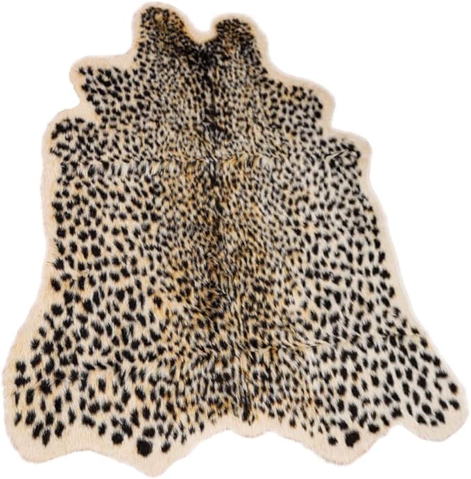 Leopard Print Rug, Faux Cowhide Cheetah Skin Rug Animal Printed Area Rug Carpet by Seek4comfortable