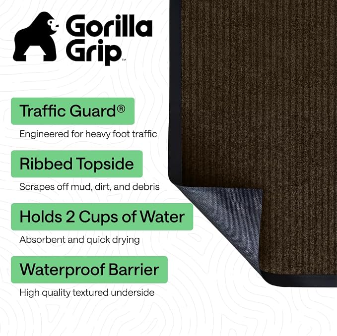 GORILLA GRIP Waterproof Traffic Guard Door Mat, 2 Pack, Indoor Outdoor Heavy - Image 2