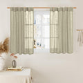 40 Inch Length Linen Curtains for Small Windows Over Silk 2 Panels | Semi Sheer by LAMIT