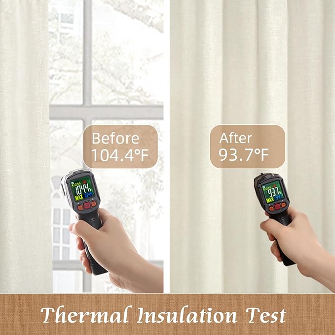 Ivory Full Blackout Linen Curtains - Image 5