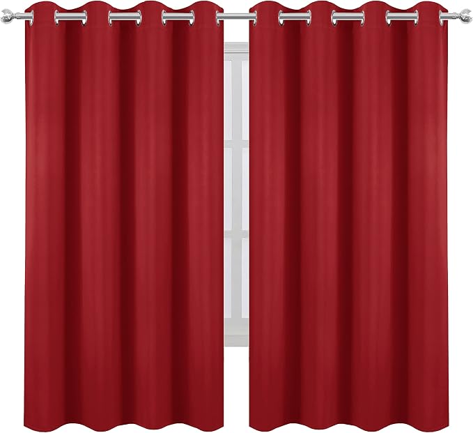 Bright Red Blackout Curtains 52 x 63 Inch Length/Set of 2 Curtain - Image 2