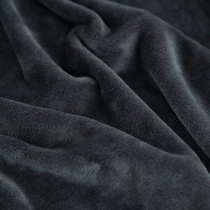 Bedsure GentleSoft Fleece Throw Blanket Dark Grey - Image 4