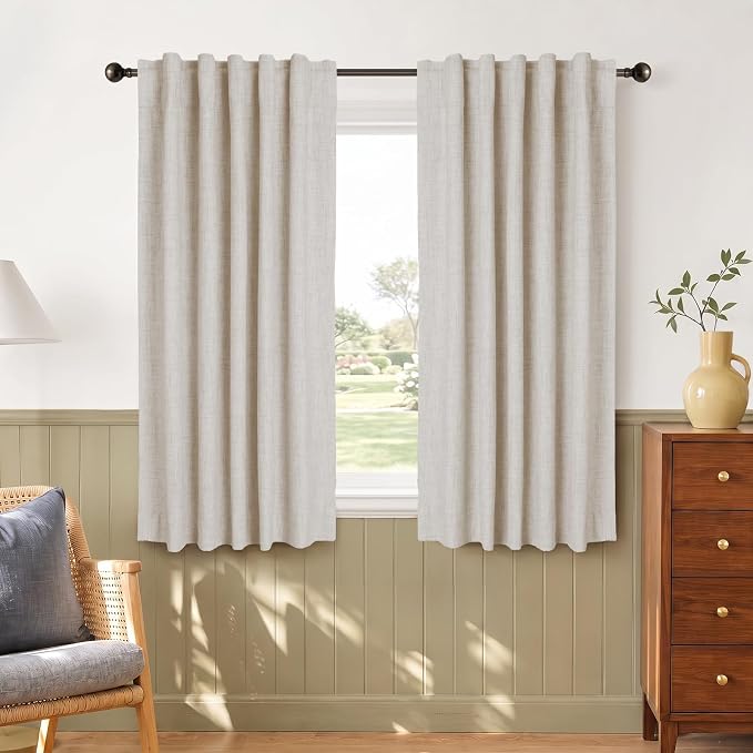 Linen Textured Total Blackout Curtains by 100BlackoutShield