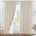 95 Inch 100% Blackout Linen Curtains 2 Panels by LAMIT
