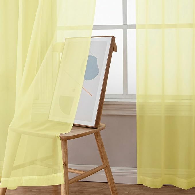Sheer Curtains 72 Inches Long 2 Panels Set, Modern Light Filtering Sheer - Image 5
