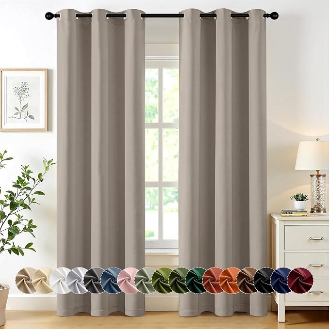MIULEE Blackout Curtains for Bedroom 2 Panels 40 x 72 Inch Long Stone | Thermal by MIULEE