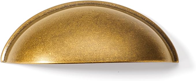 khtumeware 10 Pack 2-1/2" Antique Brass Drawer Pulls Cabinet Cup Pulls Vintage Kitchen Hardware Cabinet Handles Drawer Handles Knobs 2.5 inch Hole Center