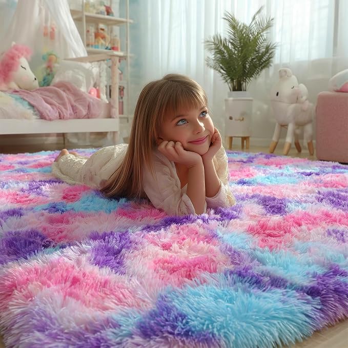 Ultra Soft Rainbow Purple Area Rugs - Image 4