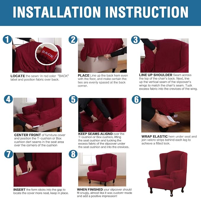 H.VERSAILTEX Wing Chair Slipcover Chair Covers - Image 6