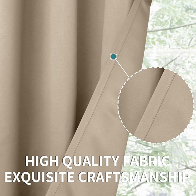 BGment Blackout Curtains - Grommet Thermal Insulated Room Darkening Bedroom and Living Room Curtains, Set of 2 Panels (46 x 72 Inch, Sand)