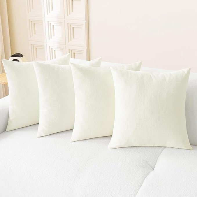 CaliTime Decorative Couch Throw Pillow Covers 18 X 18 Inches Cream | Pack of 4 by CaliTime