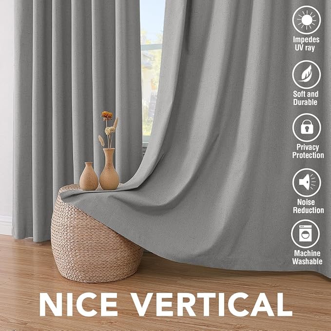 H.VERSAILTEX Blackout Curtains Linen Curtains 120 inches Long 100% Black Out - Image 7