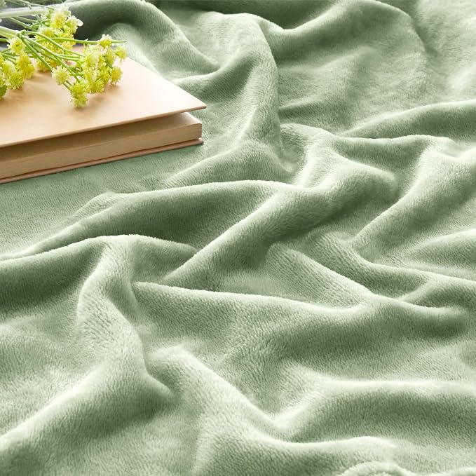 BEDELITE Fleece Blanket Soft Plush Twin Size Blanket Sage Green 60"x80" | Ultra - Image 3