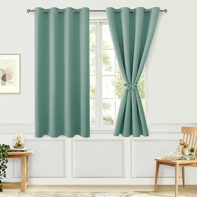 Blackout Curtains for Bedroom, Sage Green, 52 x 54 Inch, 2 Panels | Thermal - Image 8