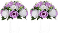NUPTIO Flower Wedding Centrepieces for Tables - 2 Pcs 9.5in Diameter Lilac & White Artificial Flowers Rose Ball for Centerpieces Table - Fake Rose Arrangements for Weddings Birthday Party Decor
