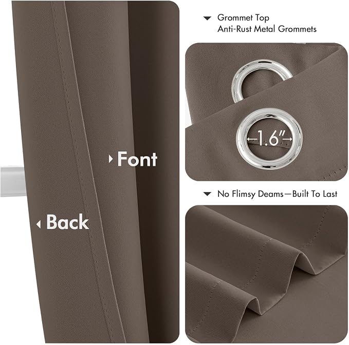 MIULEE Blackout Curtains for Bedroom 2 Panels 40 x 54 Inch Long Tan Brown | - Image 4