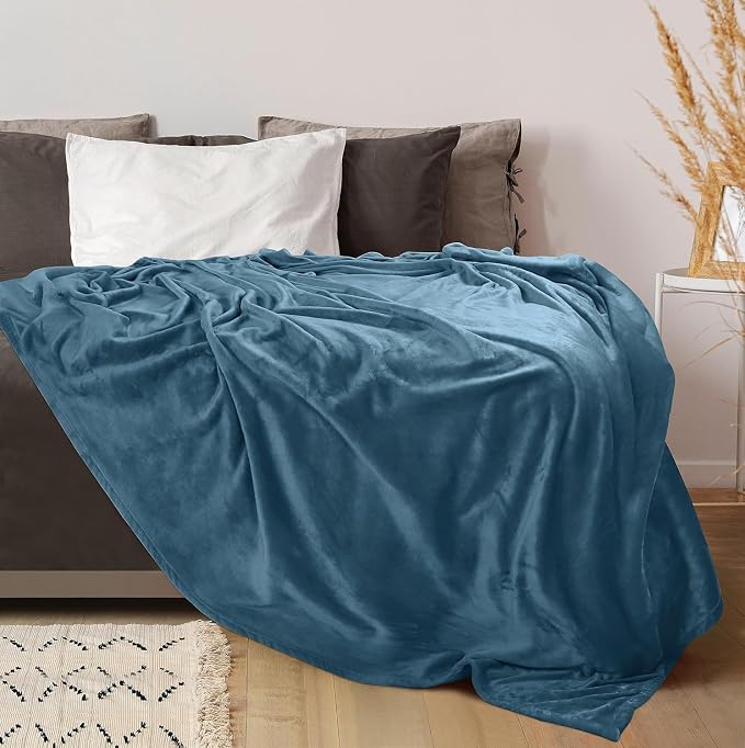 Utopia Bedding Soft Fleece Bed Blanket Twin Size Stone Blue | Microfiber Plush - Image 7