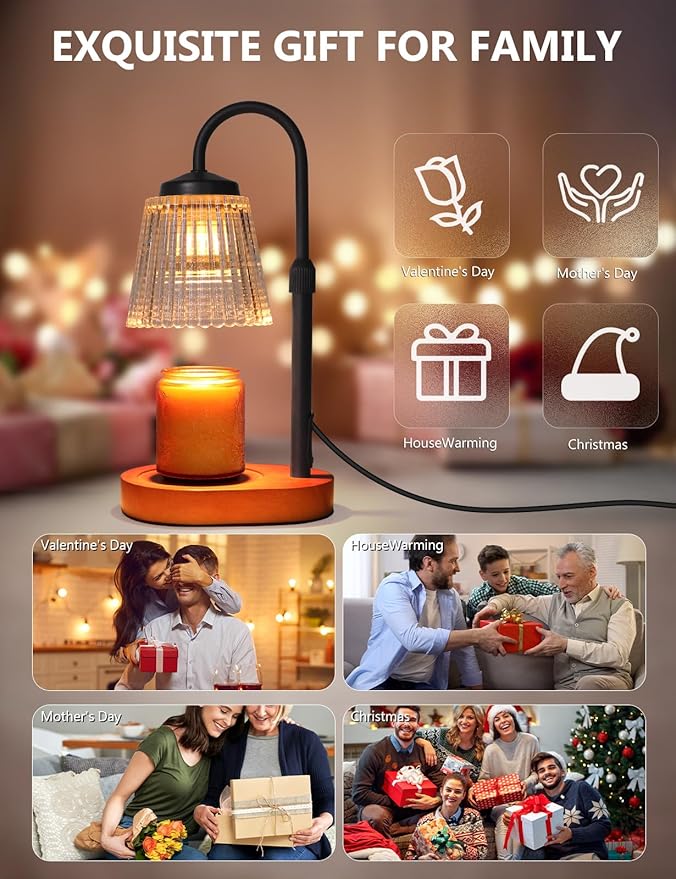 Candle Warmer Lamp with Timer Dimmable, Adjustable Lamp Candle Warmer, Birthday Gifts for Women Mom, Wax Warmer Lamp for Scented Jar, House Warming Gifts New Home Decor