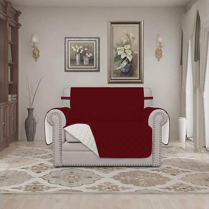 Easy-Going Reversible Couch Cover, Oversized Chair, Christmas Red/Ivory | - Image 2