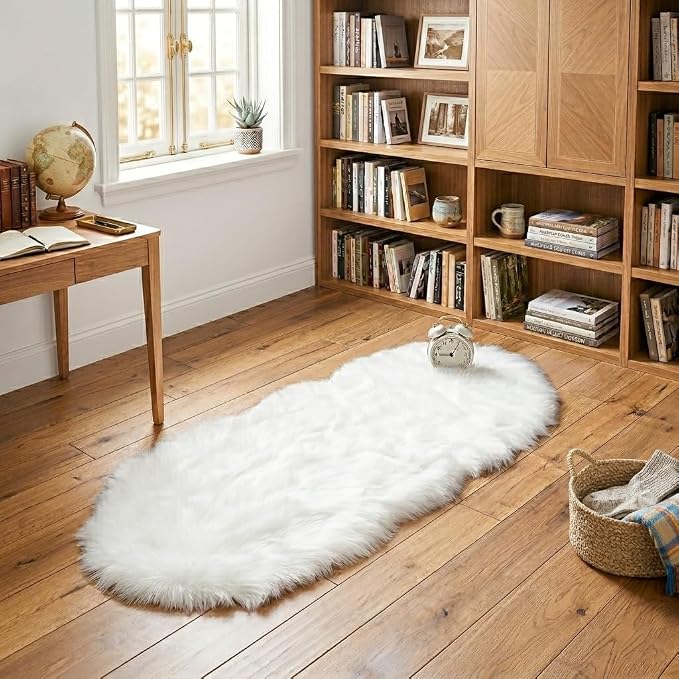 ORINOVA White Faux Sheepskin Fuzzy Fur Rugs - Image 3