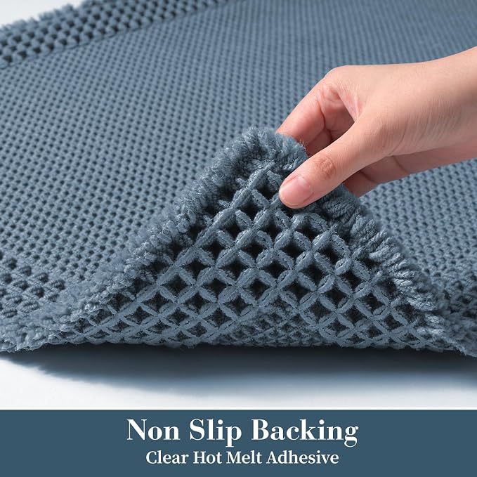 RESARE Waffle Bath Mat for Bathroom, Non Slip Bathroom Rugs 18"x30" Blue | - Image 4