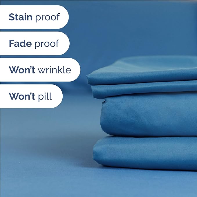 Full 6 Piece Sheet Set - Comfy Breathable & Cooling - Ultra-Soft Hotel Luxury Bedding Set with 8-16 Inch Deep Pockets - 1 Flat & 1 Fitted Sheet & 4 Pillowcases - Wrinkle Free & Easy Care - Denim Blue