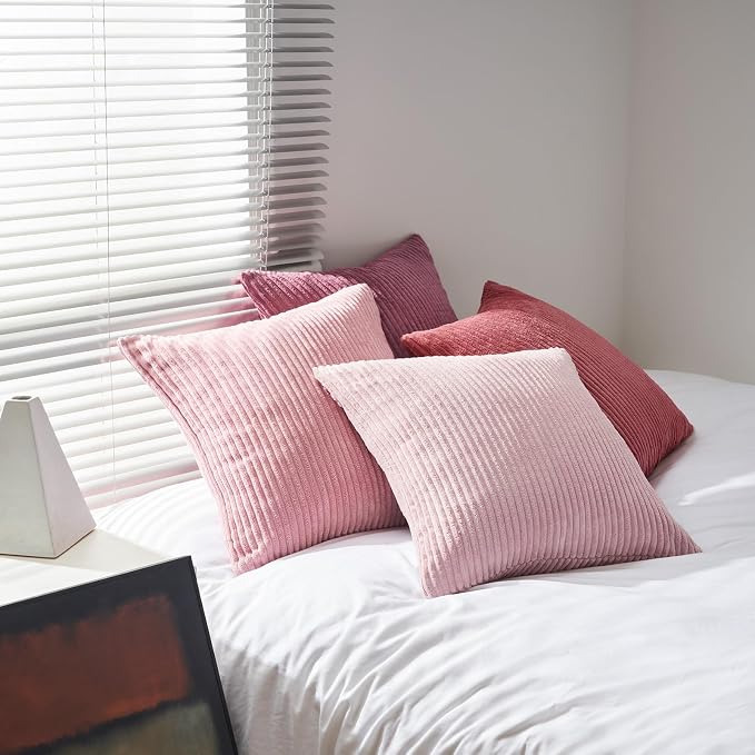 Topfinel Pink Throw Pillows Covers 20x20 Inch Set of 4, Farmhouse Corduroy - Image 5