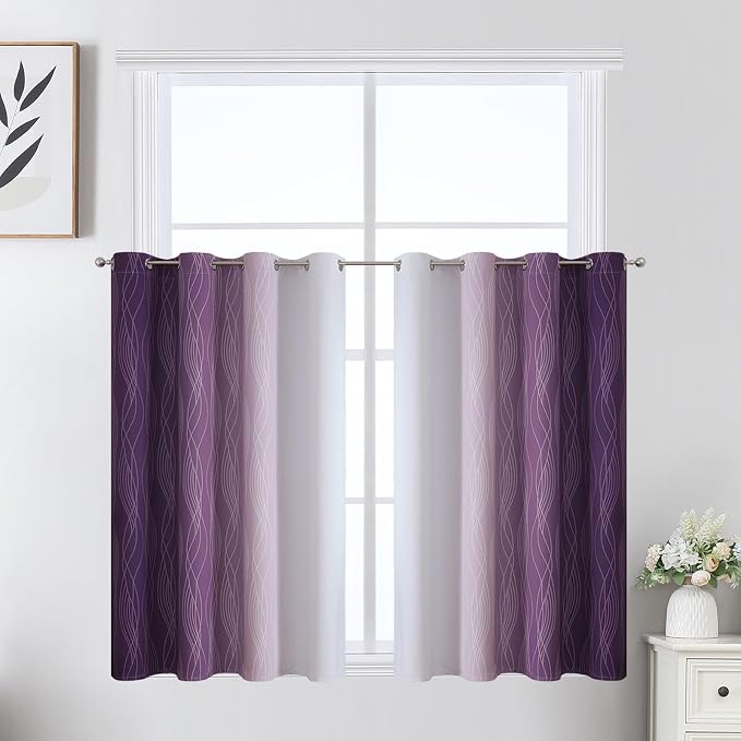 Purple and Greyish White Ombre Blackout Curtains by ESTELARTEXTILER