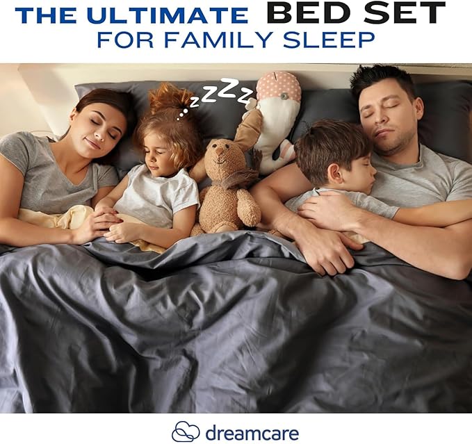 DREAMCARE Full Size Sheets Set - 4 Pcs Cooling Bed Sheets with Up to 15" Deep Pockets - Soft, Long-Lasting 100% Brushed Polyester with Side Pocket (Beige)