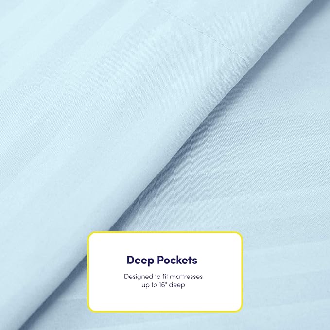 Cal King Size Bed Sheets - 6 Piece 1500 Supreme Collection Fine Brushed Microfiber Deep Pocket California King Sheet Set Bedding - 2 Extra Pillow Cases, Great Value, California King, Dobby Light Blue
