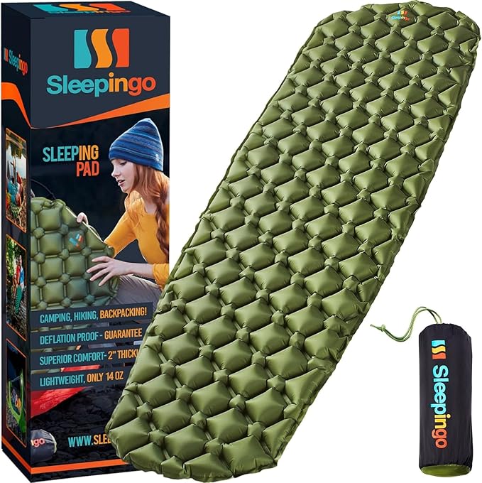 Ultralight Sleeping Mat - Inflatable & Compact Camping Air Mattress for Backpacking, Hiking- New