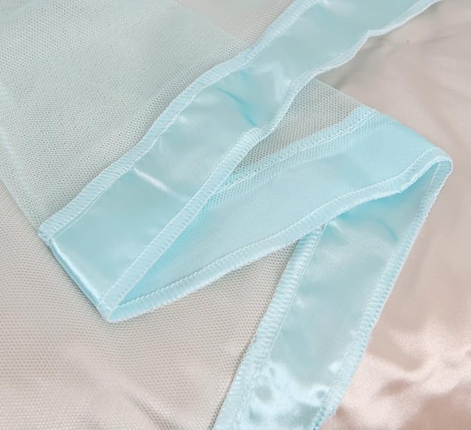 Mengersi 4 Corners Canopy Bed Curtains for Girls Kids Adults - Bed Drapes - 4 Opening Mosquito Net - Cute Princess Bedroom Decoration (Queen, Sky Blue)