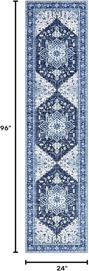 Yamaziot Washable Runner Rug, 2x8 Non-Slip Boho Vintage Hallway Rug Runner - Image 2