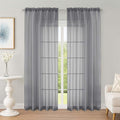 Sheer Curtains 84 Inches Long 2 Panels Set, Sheer Grey Curtains by OWENIE