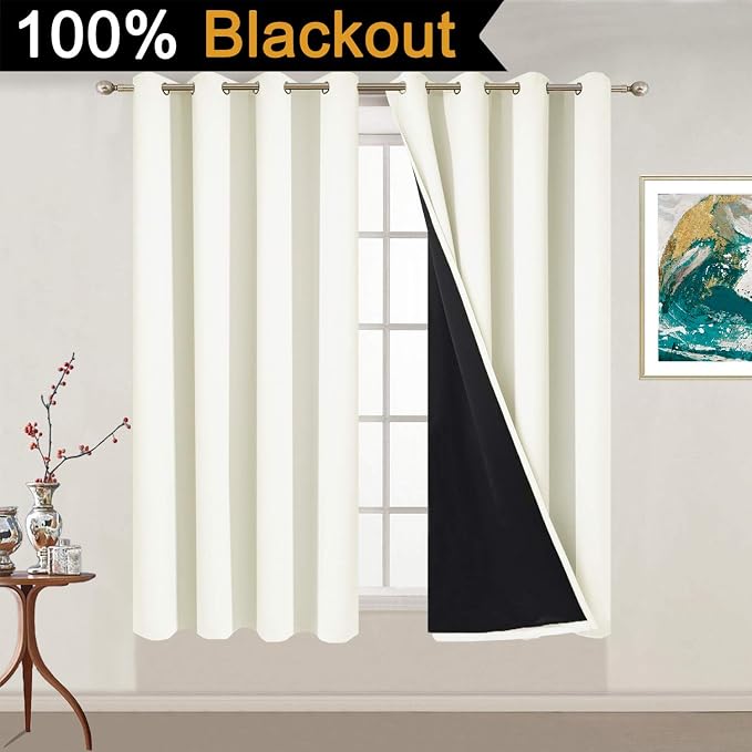 Yakamok Cream 100% Blackout Curtains 54 Inches Long - Image 2