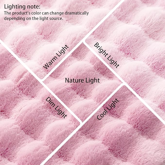Pink Rabbit Plush Rug 2'x6', Fluffy Shaggy Area Rug - Image 6