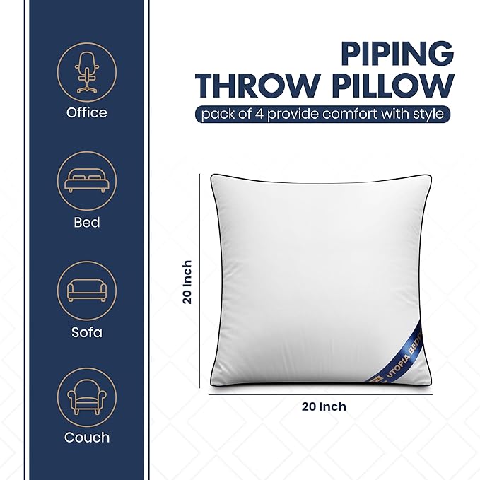 Utopia Bedding 20x20 Throw Pillow Inserts, Decorative Pillows, Plush & - Image 2