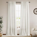 Cream Semi Sheer Curtains 96 Inches Long Back Tab Pocket Ivory Linen Living by Nanspring