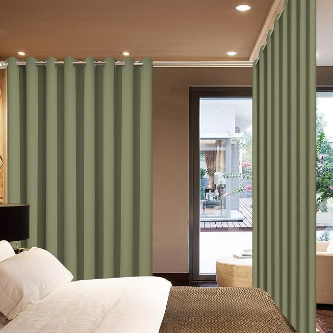 Yakamok Sage Green Room Darkening Curtains 84 inch Sliding Door Drapes | 1 - Image 2