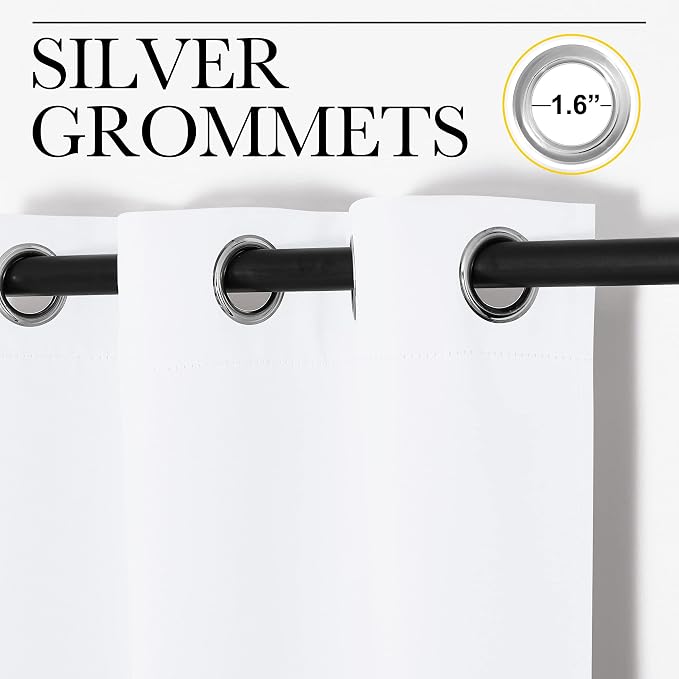 NICETOWN White Lightweight Fabric Curtain Panels, 48 inch Length, Non-Blackout - Image 2