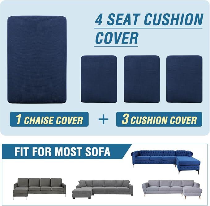 H.VERSAILTEX Sectional Couch Covers 4 Pieces Sofa Seat Cushion Covers L Shape - Image 8