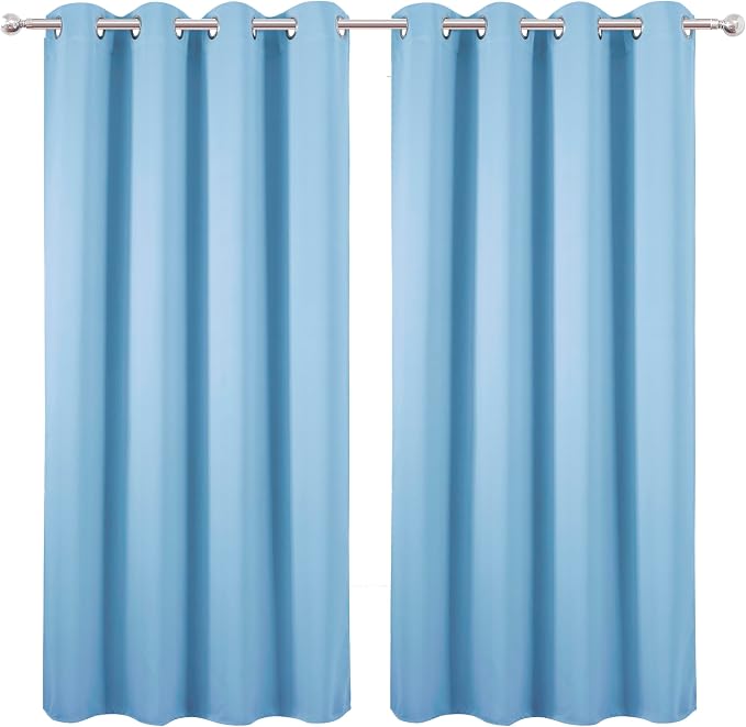 Sky Blue Blackout Curtains 66 x 63 Inch Length/Set of 2 Curtain Panels/Thermal - Image 9