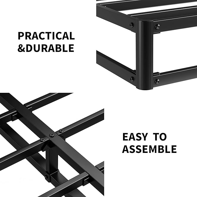 Full Box Spring 9 Inch High Profile Strong Metal Frame Mattress Foundation, Quiet Noise-Free,Easy Assembly, 3000lbs Max Weight Capacity