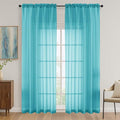 Turquoise Bedroom Curtains 2 Panel Sets 90 Inch Length, 59 Inch Extra Wide by OVZME