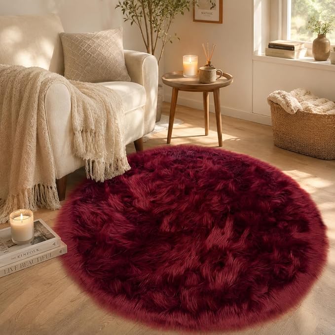 EasyJoy Faux Sheepskin Rug, Fluffy Faux Fur Rug, Ultra Soft Shag Area Rug - Image 4