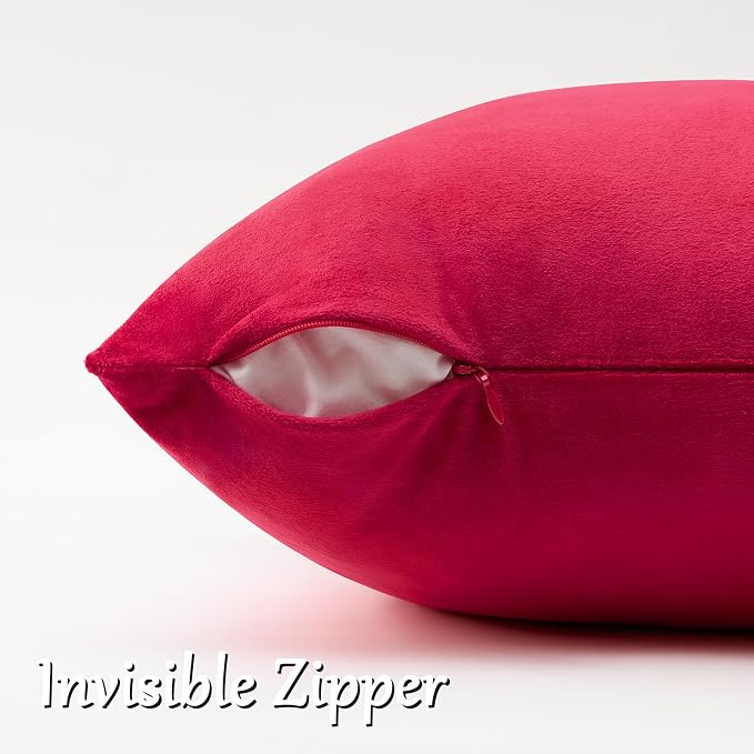 GIGIZAZA Red Velvet Pillow Covers 24x24 Decorative Pillows Pack of 2 | Throw - Image 4