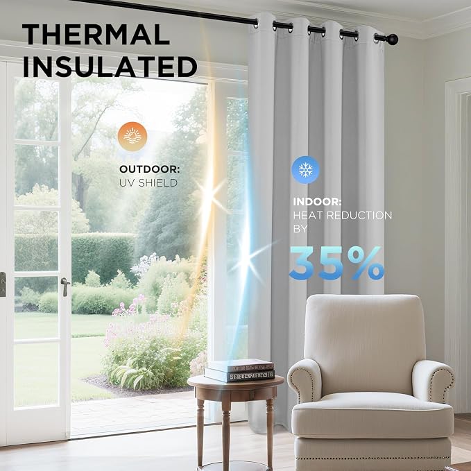 Joydeco White Curtains 84 Inches Long 2 Panels Set, Thermal Insulated Long - Image 5
