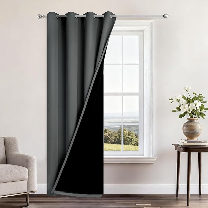 Yakamok Dark Grey Blackout Curtains 96" Long by Yakamok