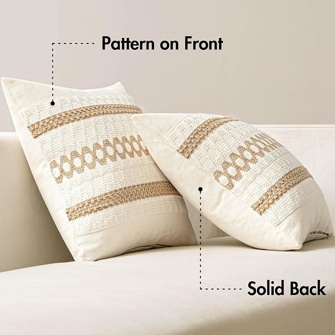 MIULEE Set of 2 Neutral Boho Decorative Pillow Covers 20x20 Inch | Farmhouse - Image 6