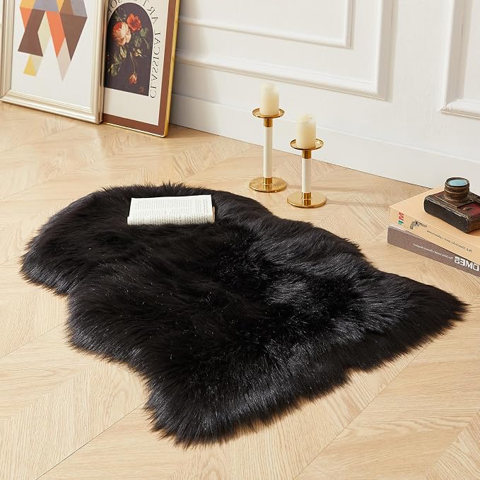 AMTOVO Faux Fur Rug, Fluffy Sheepskin Rug, Fuzzy Ultra Soft 2 x 3 ft Shag Rugs - Image 2